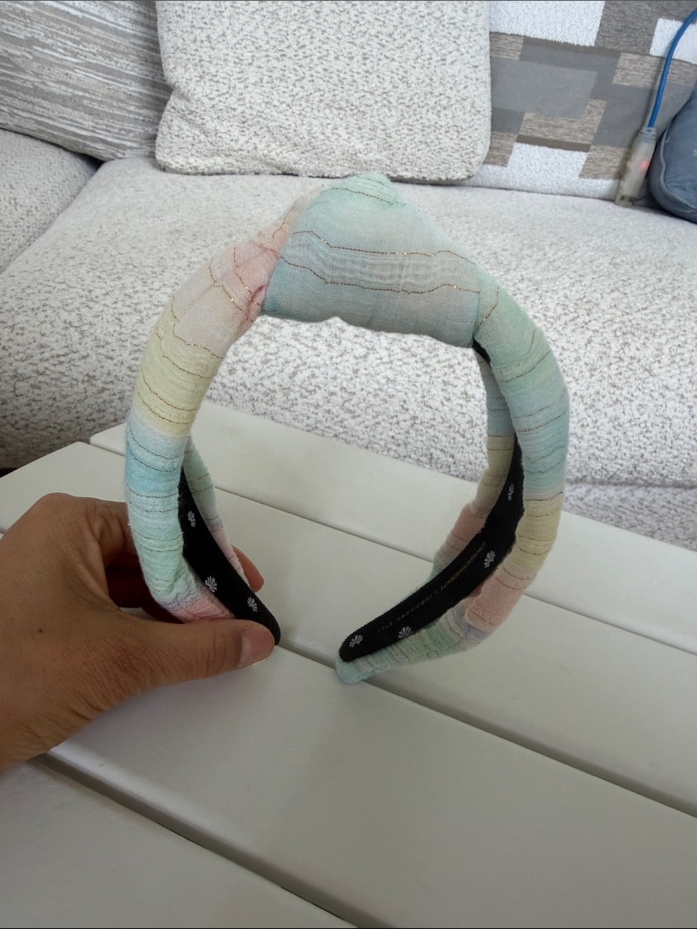 Lele Sadoughi x LoveShackFancy Blush Waterfall Tie Dye Knotted Headband